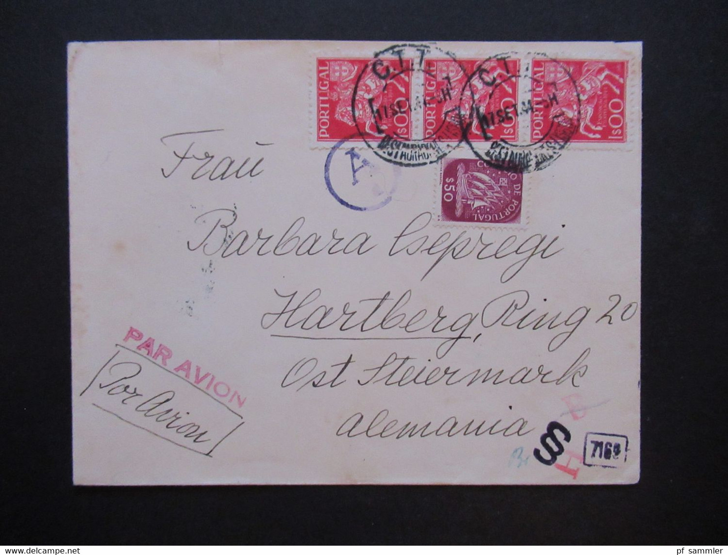 Portugal 1944 Zensurbeleg OKW Mehrfachzensur § Stempel Nach Hartberg Oststeiermark Ostmark BM Ausstellung Nr. 667 (3) - Lettres & Documents