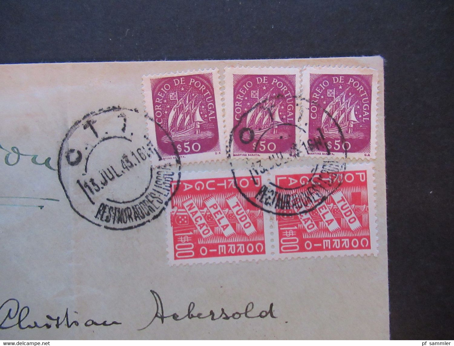 Portugal 1943 Zensurbeleg Lisboa - Worblaufen Schweiz Mit Zensur Der Wehrmacht / Zensurstreifen Ab Luftpost - Lettres & Documents
