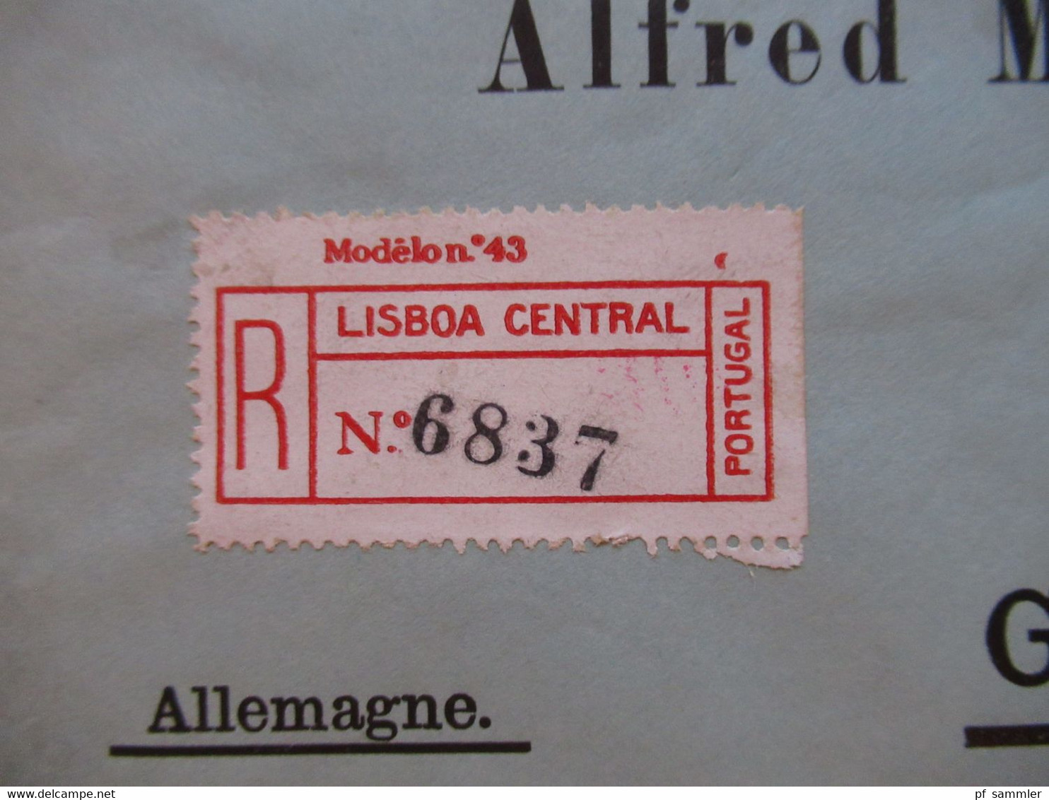 Portugal 1927 Freimarken Ceres MiF / Dreifarbenfrankatur Einschreiben / Registado Lisboa Central Nach Gera - Cartas & Documentos