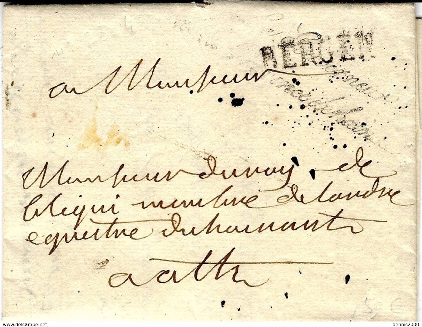 1817- Lettre De BERGEN ( Mons ) Du Gouverneur De La Province Du Hainaut Pour Ath -signée Par Le Gouverneur - 1815-1830 (Période Hollandaise)