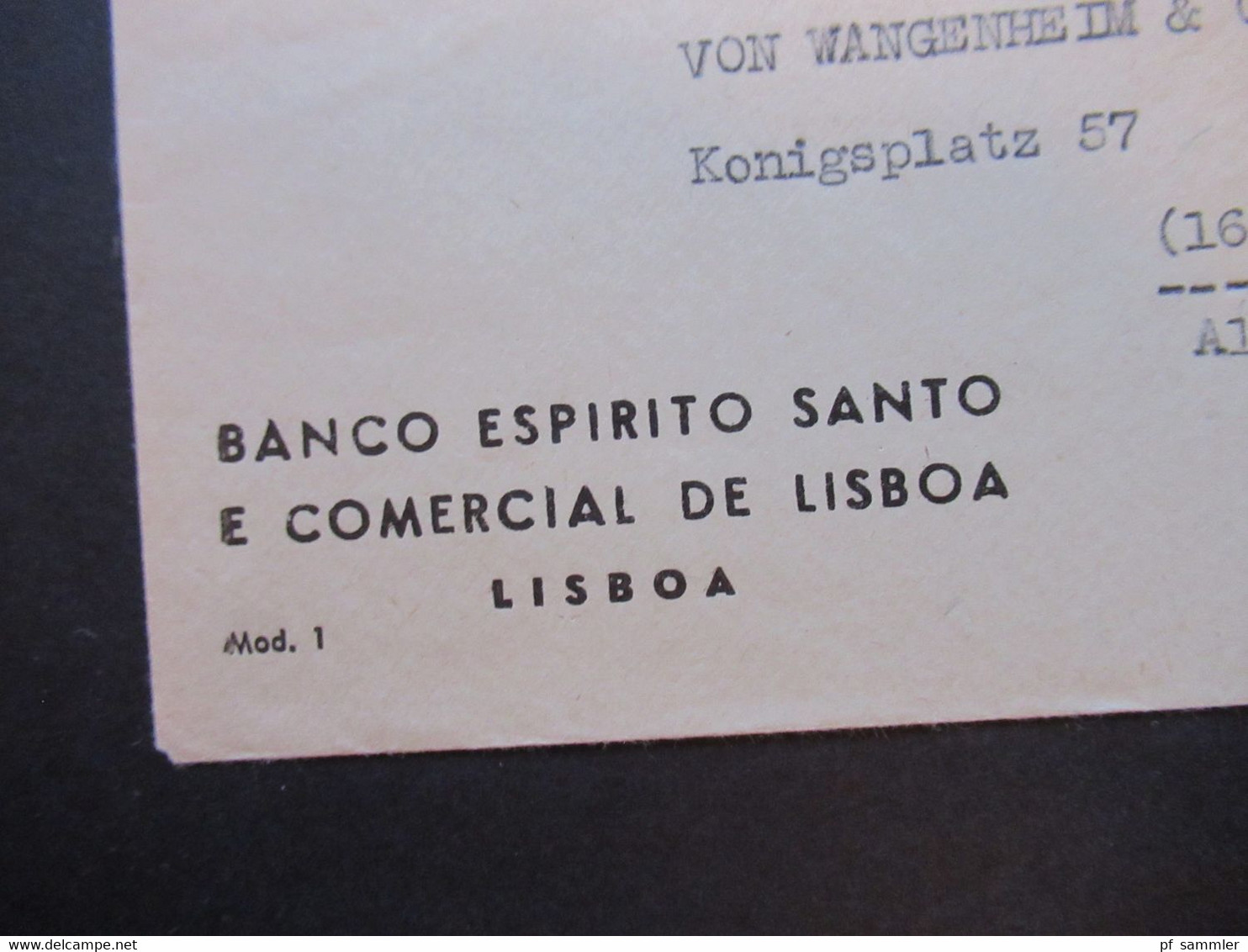 Portugal 1955 Firmenlochung / Perfin BES Umschlag Banco Espirito Santo Lisboa Gründung Sao Paulo Nr. 833 EF - Covers & Documents