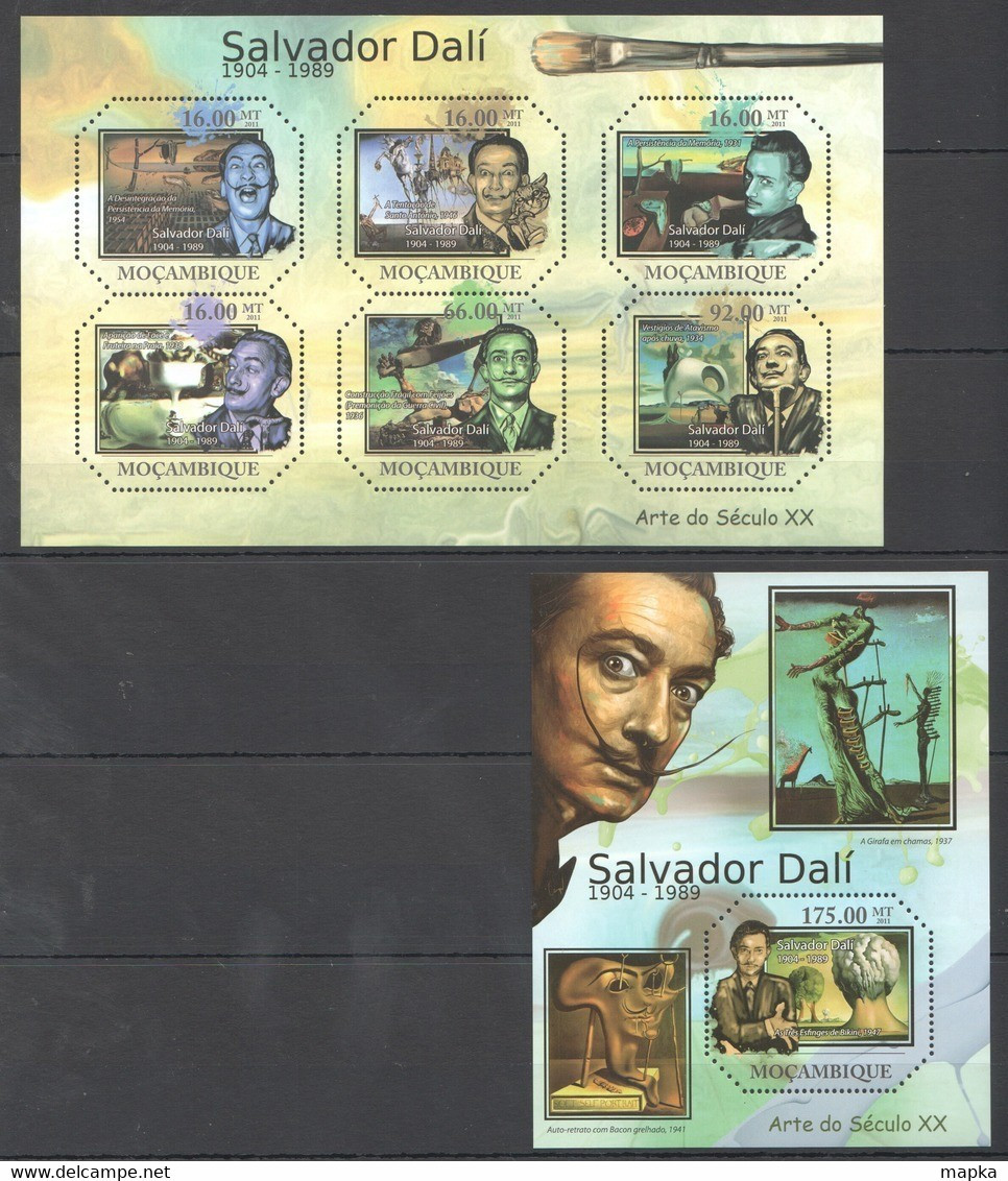 BC1010 2011 MOZAMBIQUE MOCAMBIQUE ART SALVADOR DALI 1SH+1BL MNH - Sonstige & Ohne Zuordnung