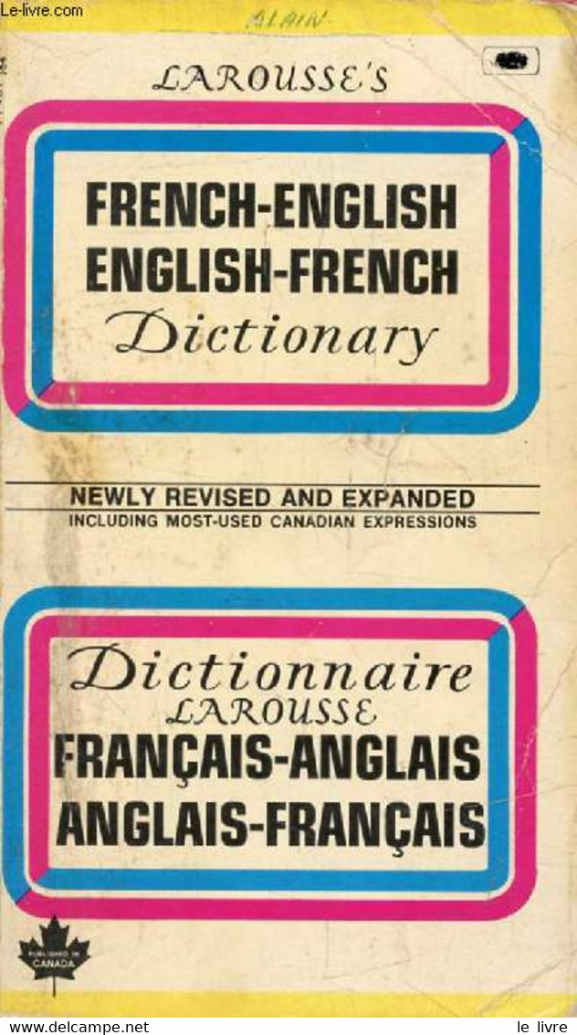 LAROUSSE'S FRENCH-ENGLISH, ENGLISH-FRENCH DICTIONARY - DUBOIS M.-M., KEEN D. J., SHUEY B. - 1974 - Dictionnaires, Thésaurus