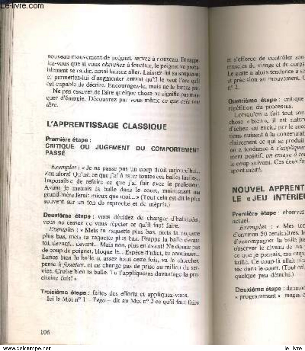 TENNIS ET PSYCHISME - COMMENT PROGRESSER PAR LA CONCENTRATION - GALLWEY TIMOTHY - 1977 - Livres