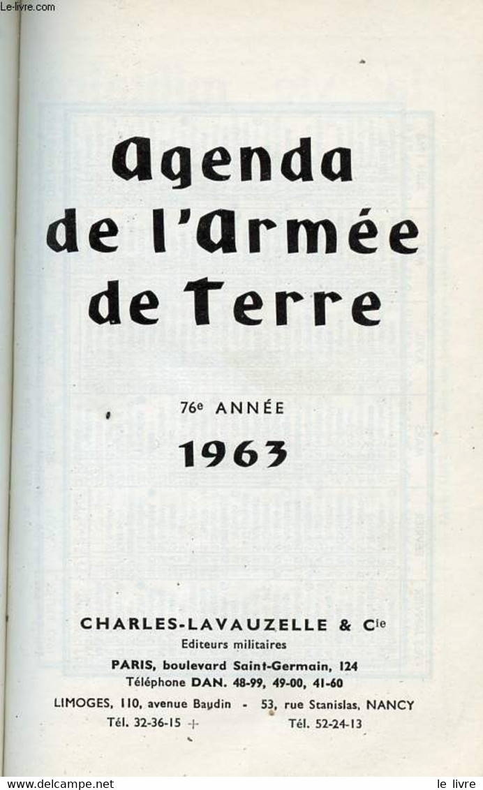 AGENDA DE L'ARMEE DE TERRE 1963. - COLLECTIF - 1962 - Blank Diaries