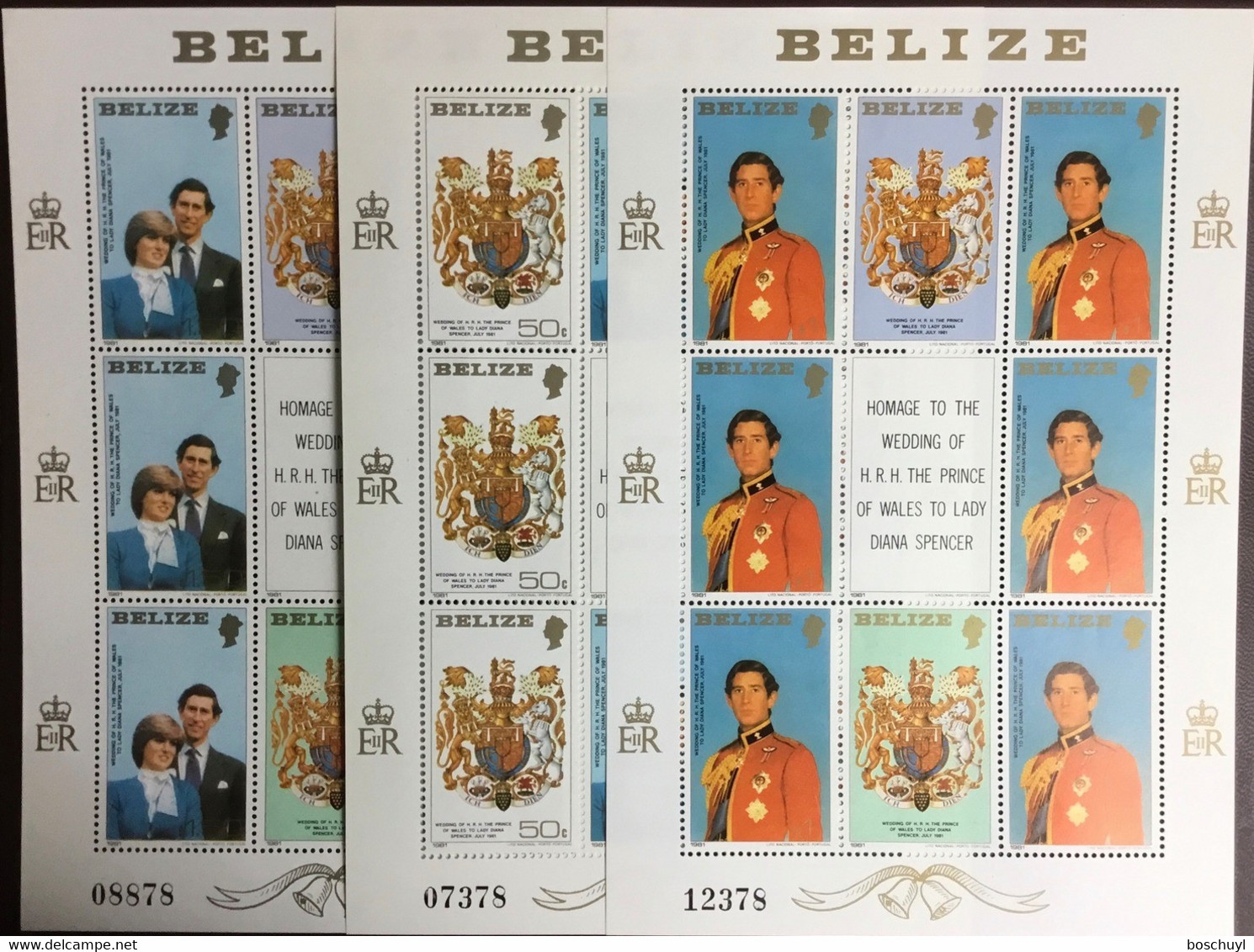 Belize, 1981, Royal Wedding Prince Charles And Lady Diana, MNH Sheets, Michel 560-562 - Belize (1973-...)