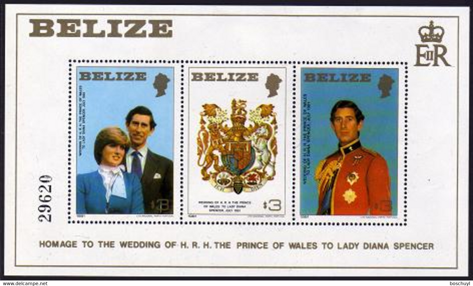 Belize, 1981, Royal Wedding Prince Charles And Lady Diana, MNH, Michel Block 32 - Belize (1973-...)