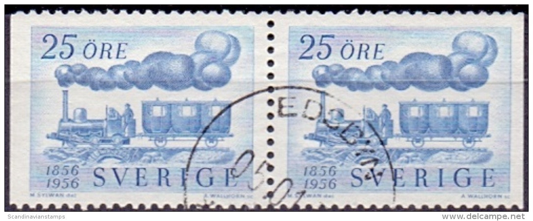 ZWEDEN 1956 25öre Paar 100 Jaar Spoorwegen GB-USED - Usati