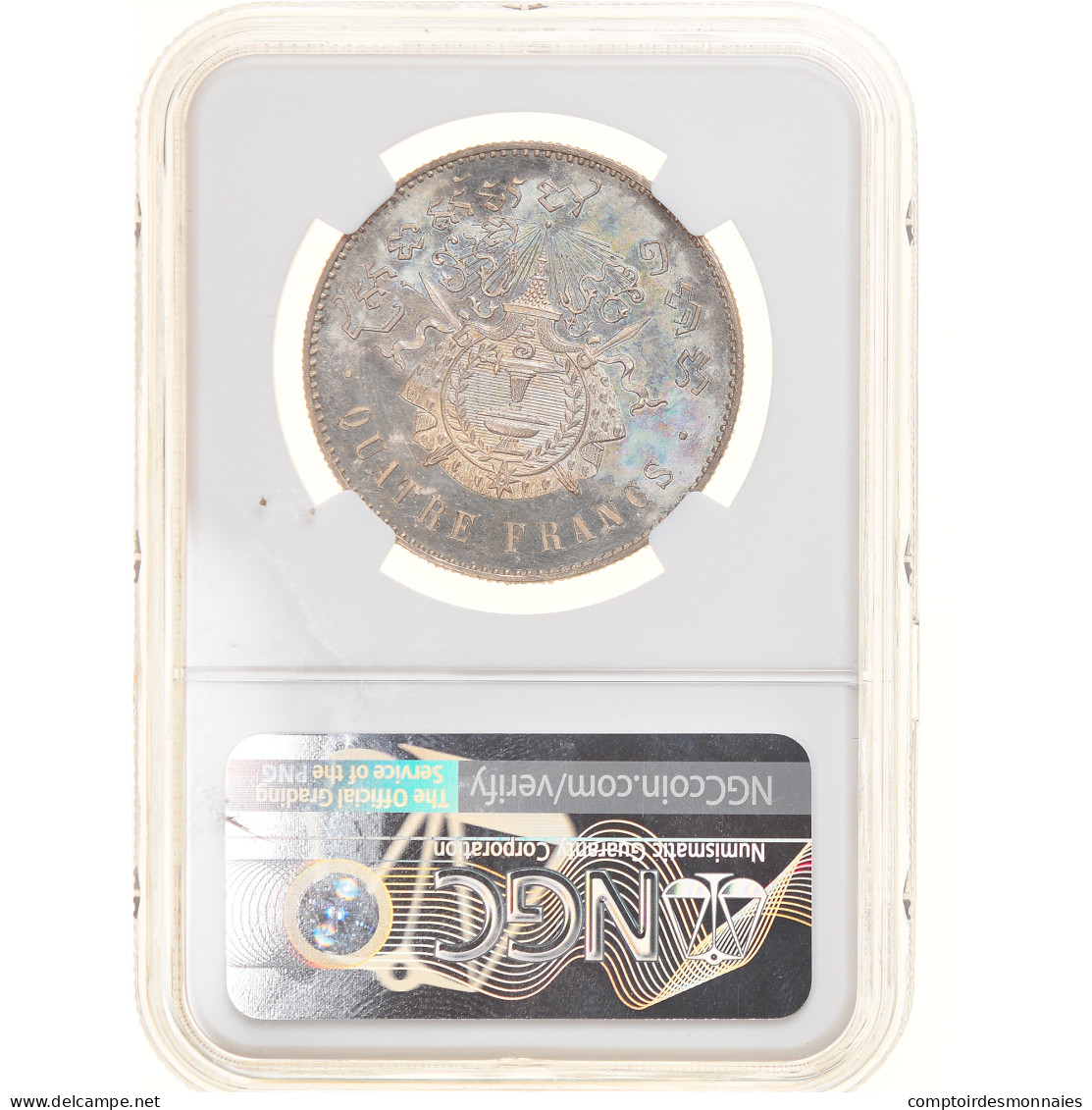 Monnaie, Cambodge, 4 Francs, 1860, ESSAI, NGC, PF63, SPL, Argent, KM:E9 - Cambodia