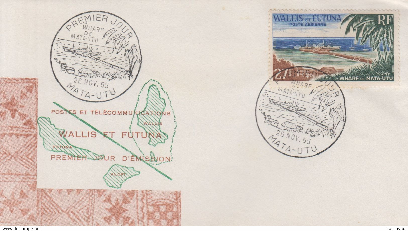 Enveloppe  FDC  1er  Jour    WALLIS  ET   FUTUNA    Wharf  De  MATA - UTU   1965 - FDC