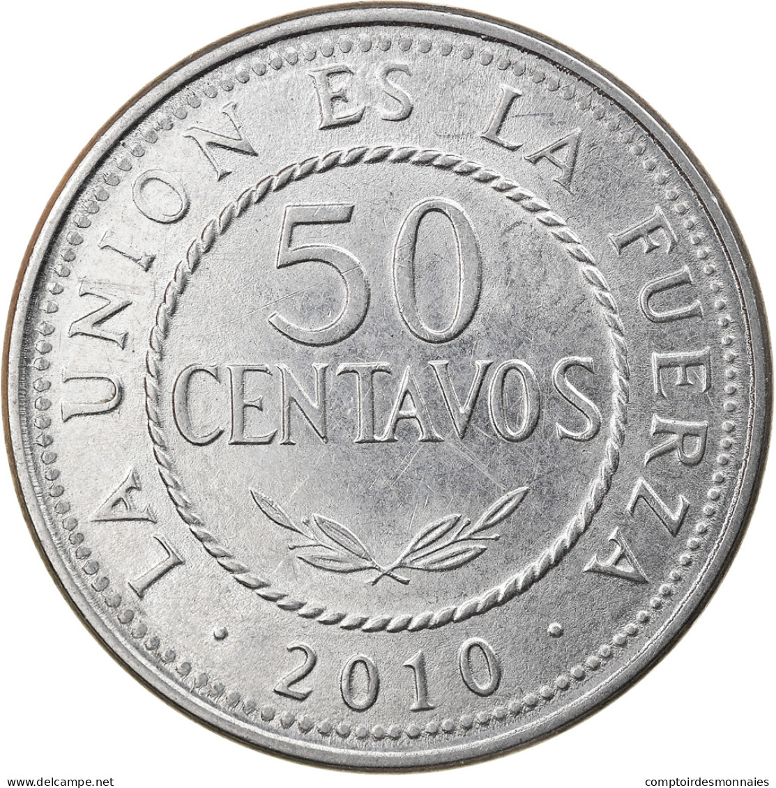 Monnaie, Bolivie, 50 Centavos, 2010, SUP, Stainless Steel, KM:216 - Bolivia