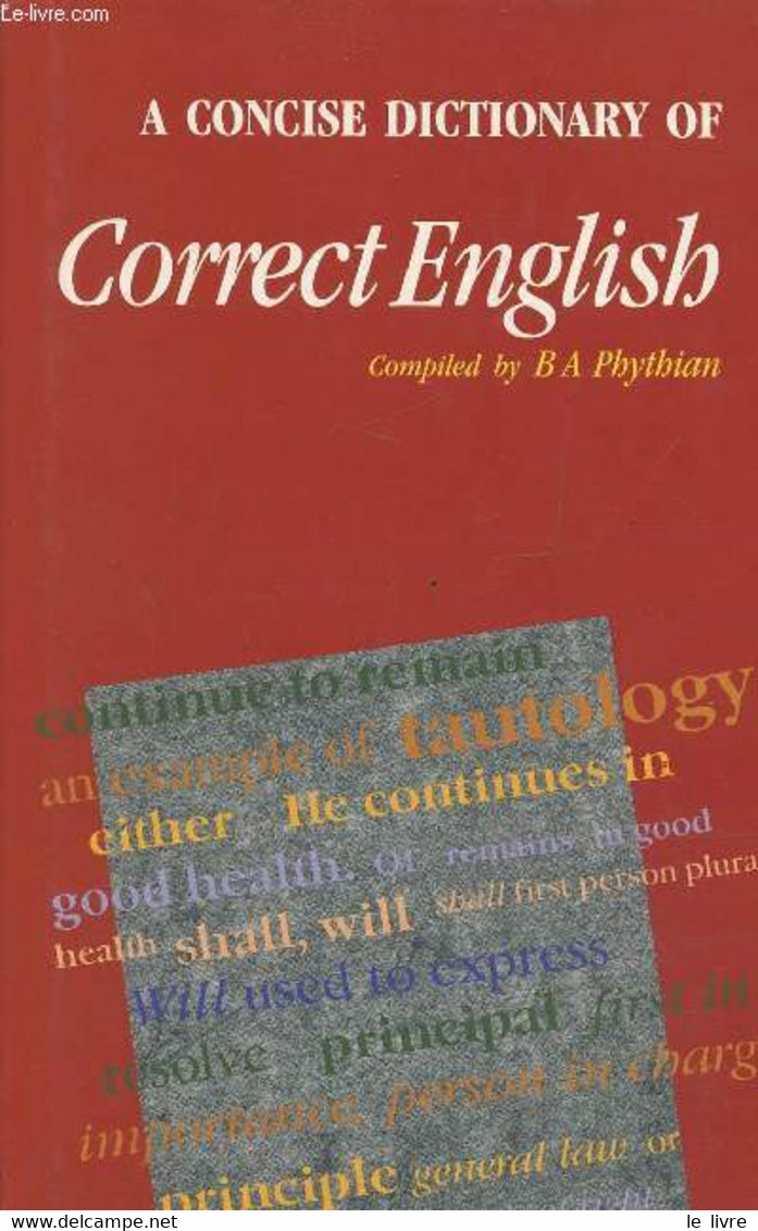 A Concise Dictionary Of Correct English - Anonyme - 0 - Diccionarios