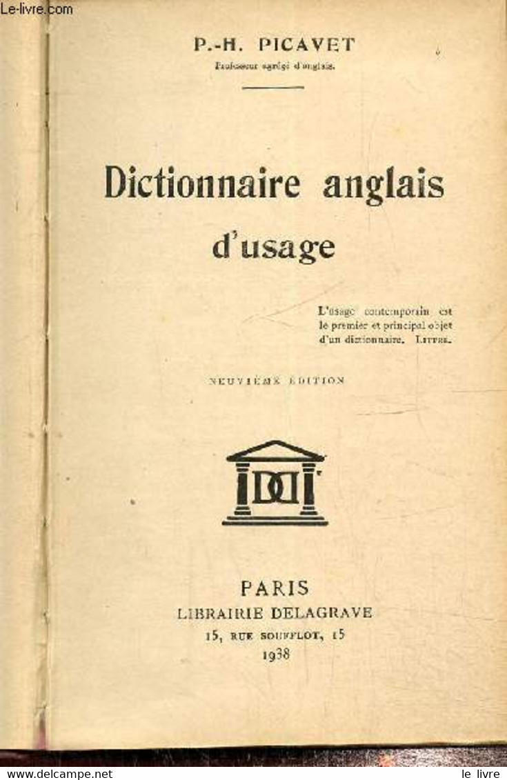 Dictionnaire Anglais D'usage, Neuvième édition - Picavet P.H. - 0 - Dictionnaires, Thésaurus