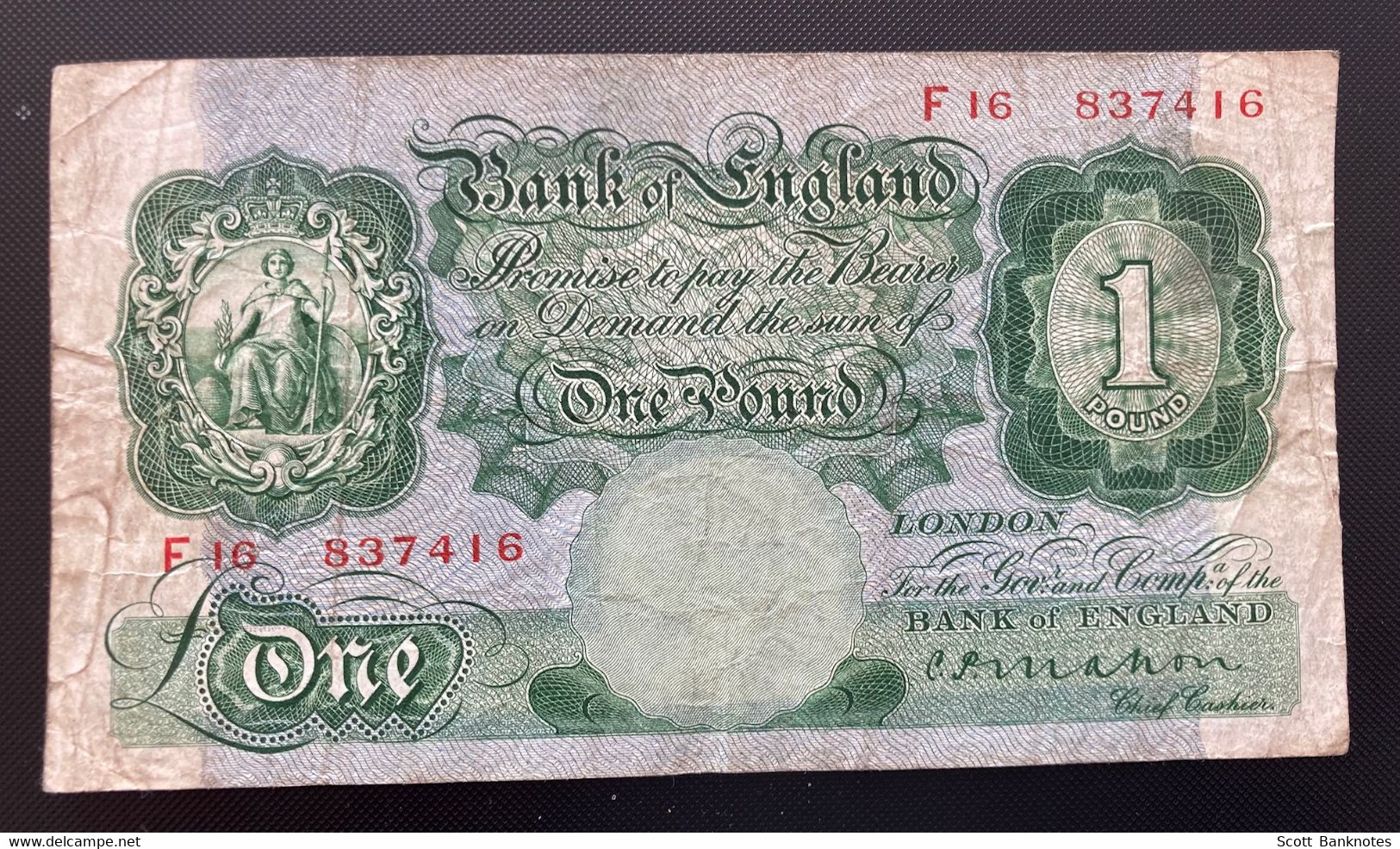 Cyril Mahon 1928 One Pound Note - 1 Pound