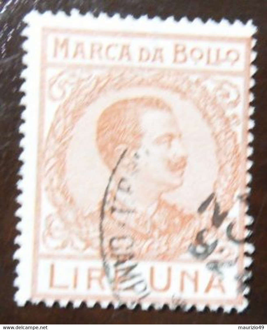 MARCA DA BOLLO 1892 - Lire Una - Effige VITTORIO EMANUELE III Volta A Destra - Grande Formato Carta Chiara VEDI FOTO - Revenue Stamps