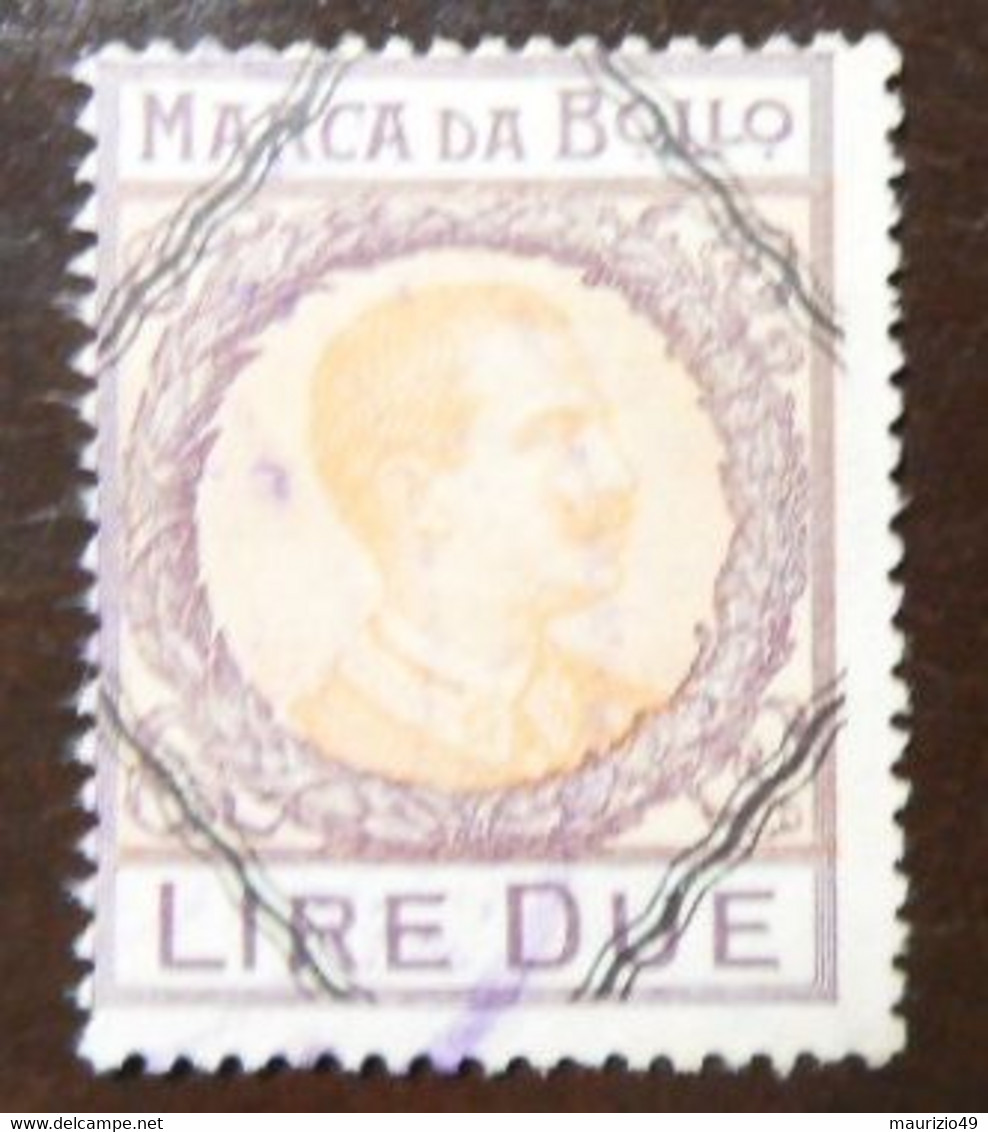 MARCA DA BOLLO - Lire DUE - Effige VITTORIO EMANUELE III Volta A Destra - Grande Formato Con LOSANGHE - VEDI FOTO - Steuermarken