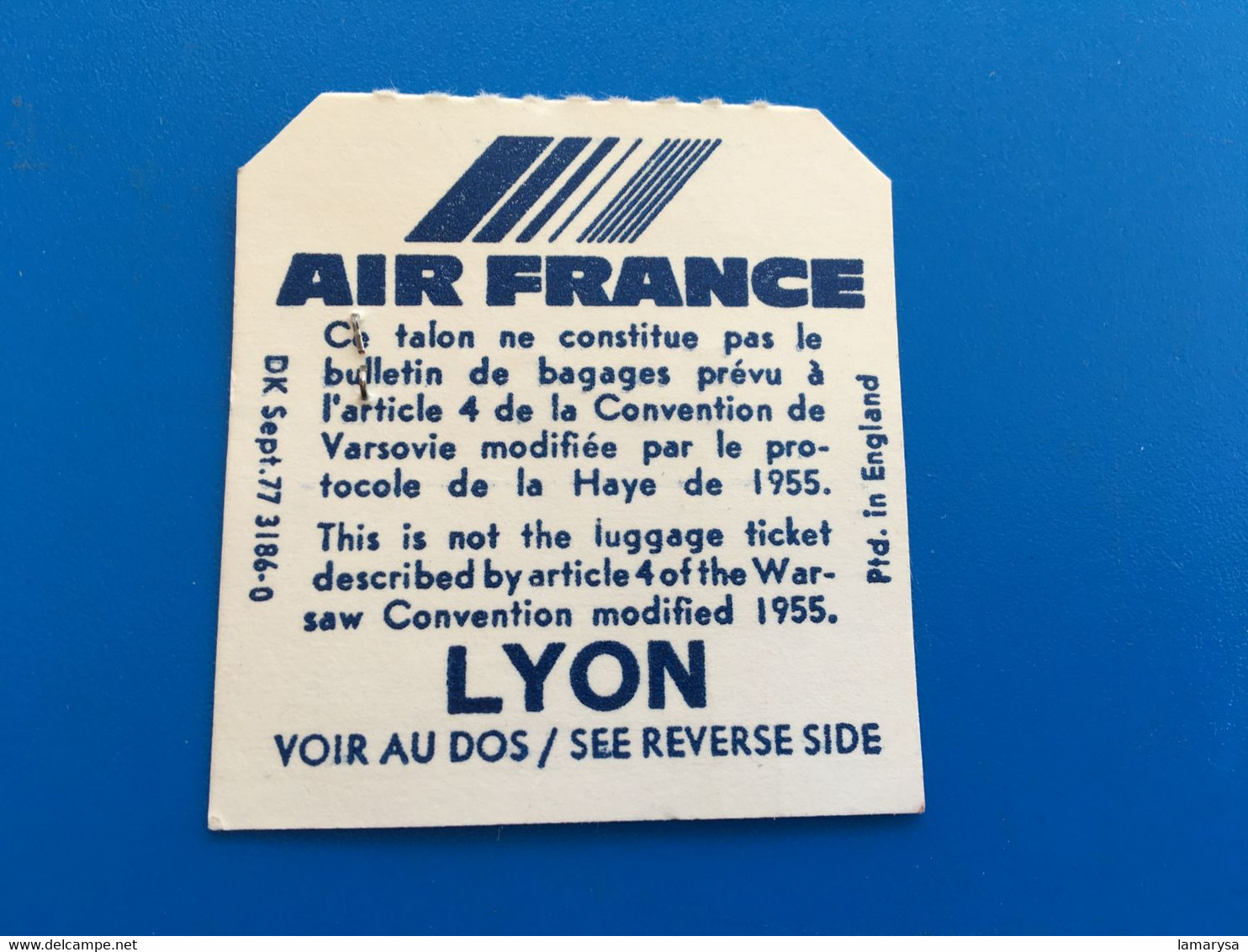 AIR FRANCE LYON-AF 58-64-09-bulletin De Bagages- Billets D'embarquement D'Avion TICKET-☛Ticket-✔️Billet -☛ - Europe