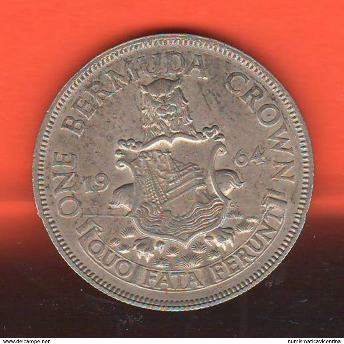 Bermuda 1 One Crown 1964 Britisch Territory Silver Coin - Bermuda