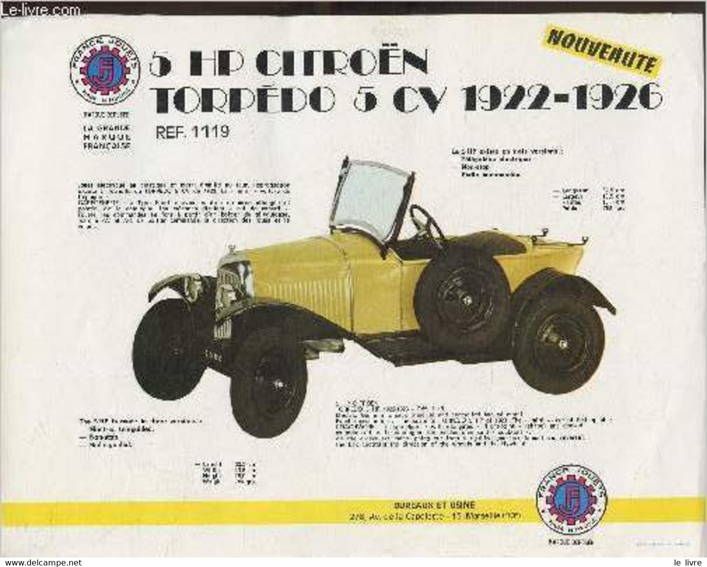 Affiche Promotionnelle/ Modèle Réduit- 5 HP Citroën Torpédo 5CV 1922-1926 - Collectif - 0 - Modellbau