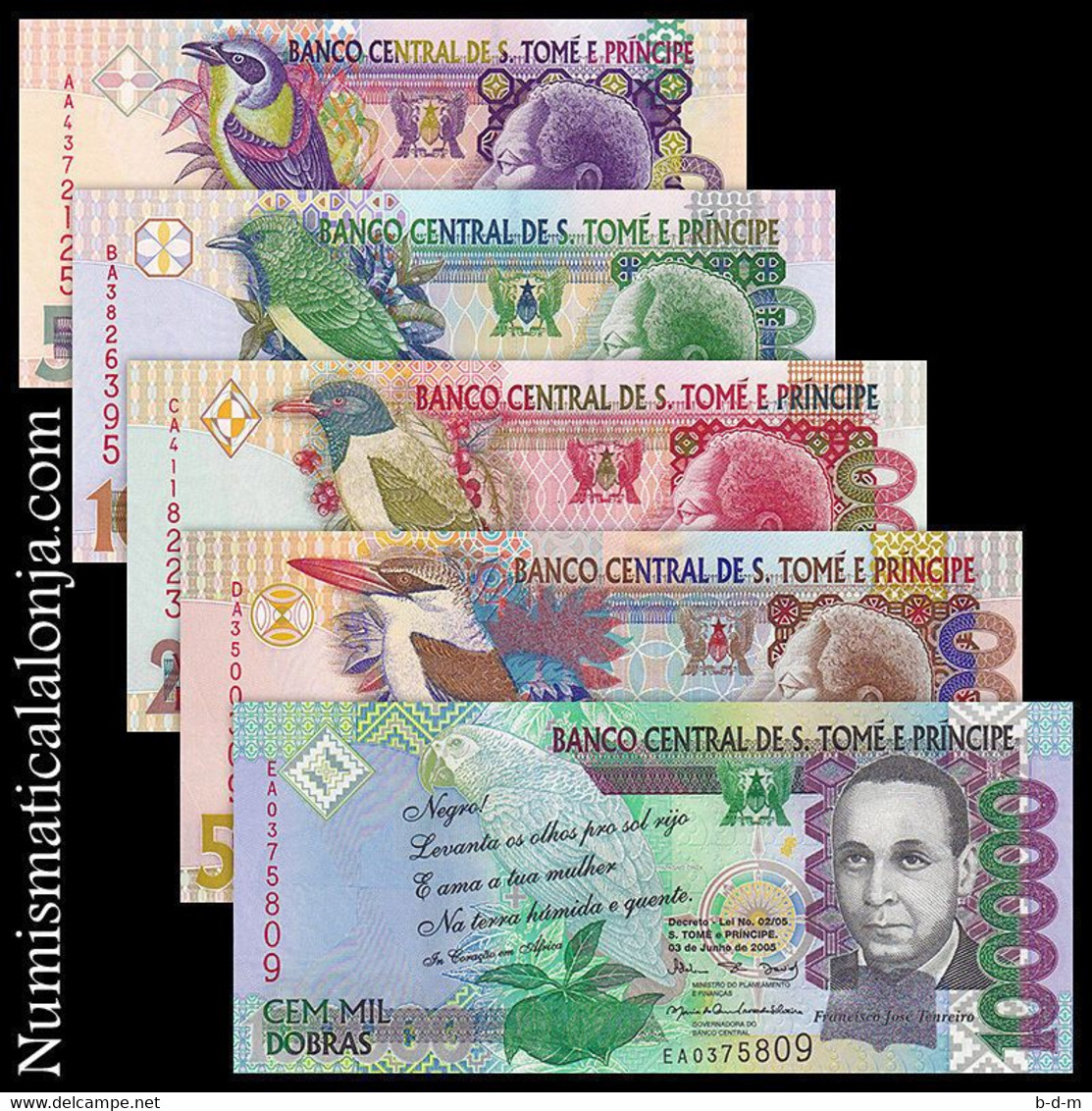 Santo Tome Y Principe Set 5000 -100000 Dobras 2010-2013 Pick 65-69 SC UNC - Sao Tome And Principe