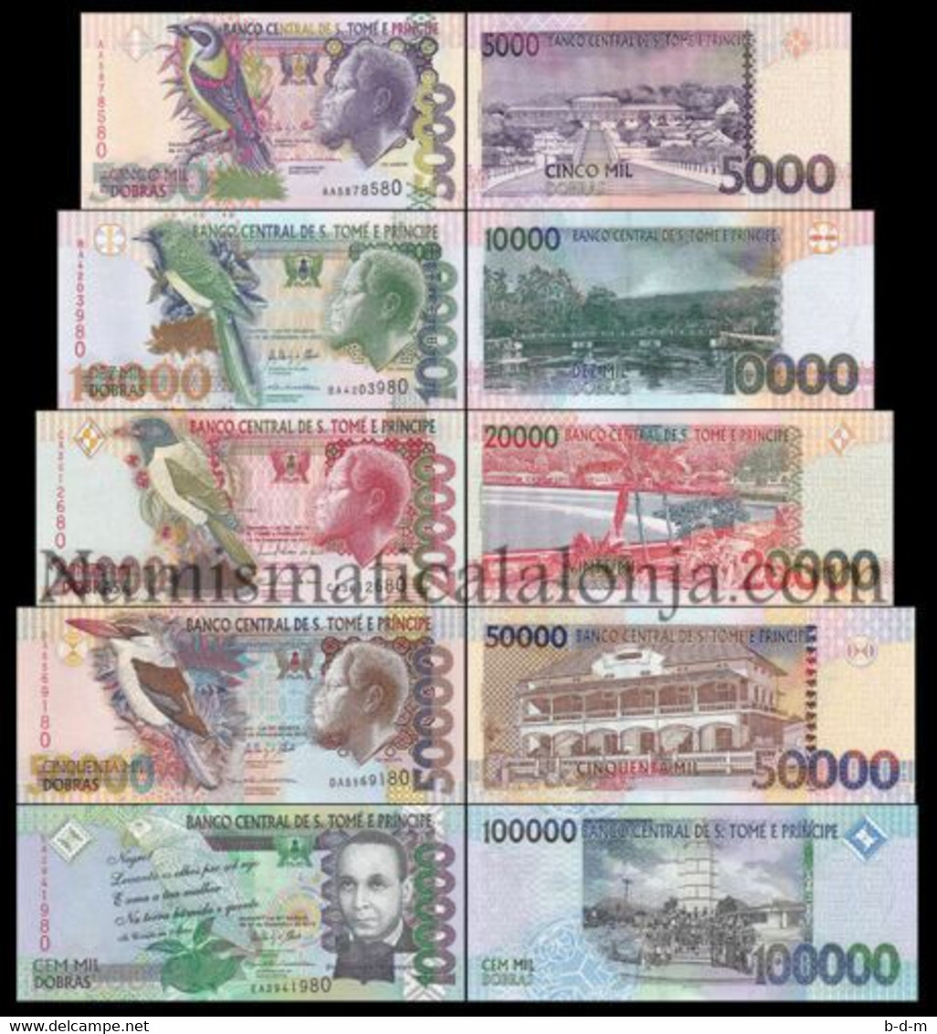 Santo Tome Y Principe Set 5000 -100000 Dobras 2010-2013 Pick 65-69 SC UNC - Sao Tome And Principe