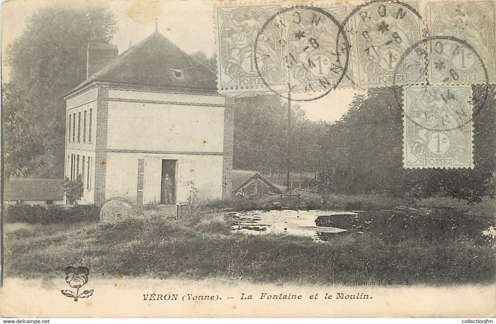 / CPA FRANCE 89 "Véron, La Fontaine Et Le Moulin" - Veron