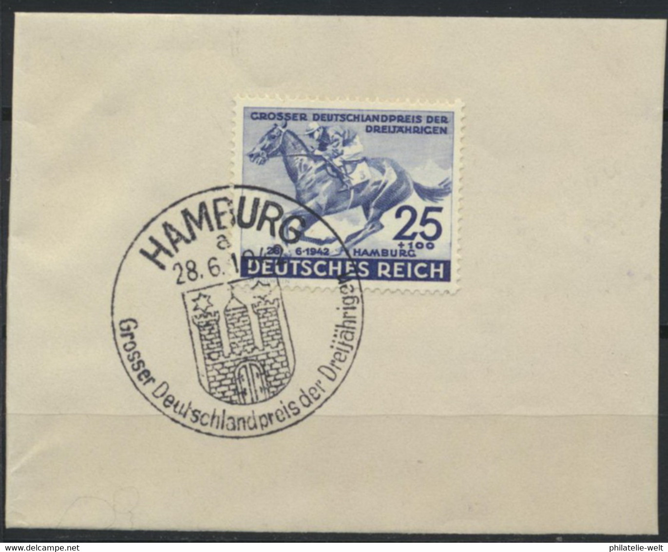 Deutsches Reich 814 O Briefstück Sonderstempel Hamburg - Usados