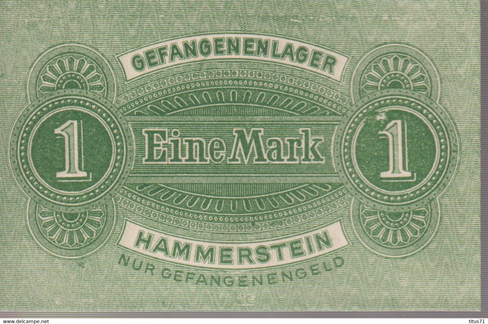 1 Mark Hammerstein Monnaie De Camp De Prisonniers - Gefangenenlager - WW1 - Etat Neuf - Sammlungen
