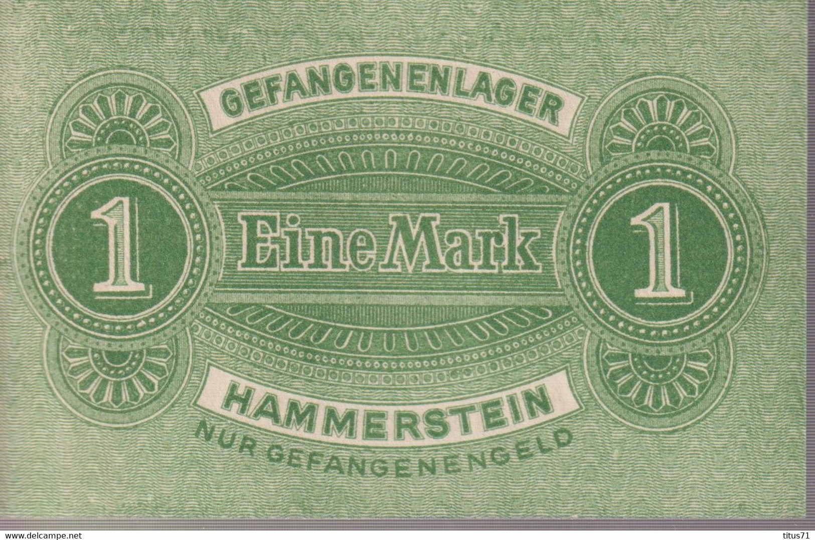 1 Mark Hammerstein Monnaie De Camp De Prisonniers - Gefangenenlager - WW1 - Etat Neuf - Sammlungen