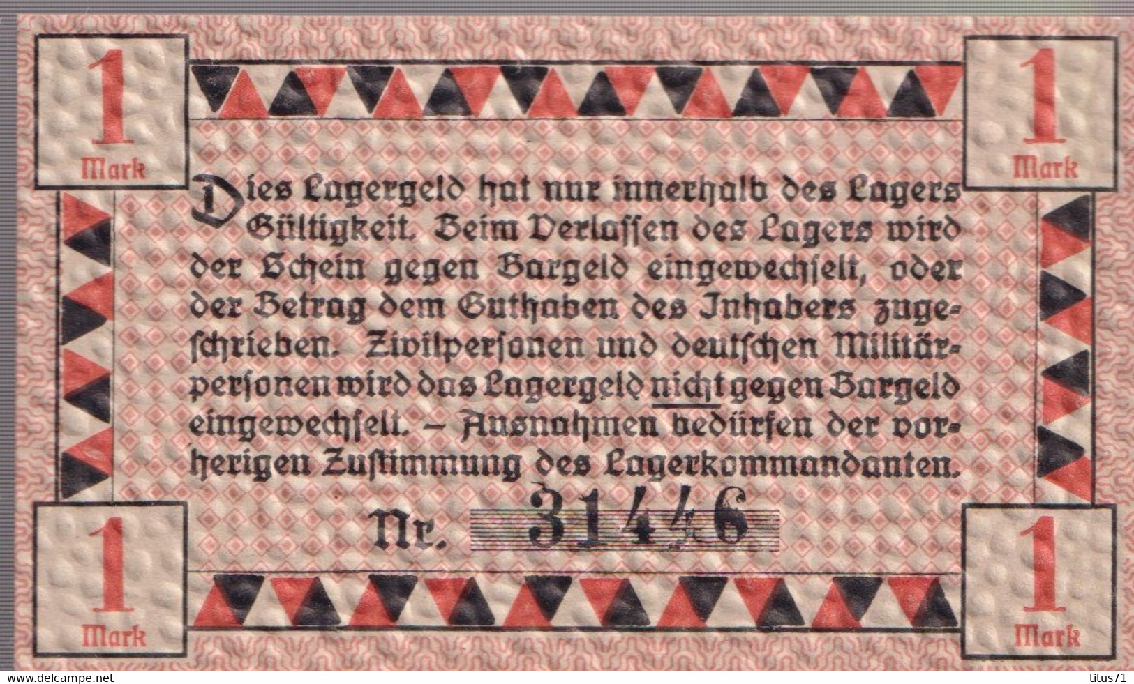 1 Mark Monnaie Camp De Prisonnier - Kriegsgefangenen Lagergeld - IX Armeekorps - 1918 - Etat Neuf - Verzamelingen