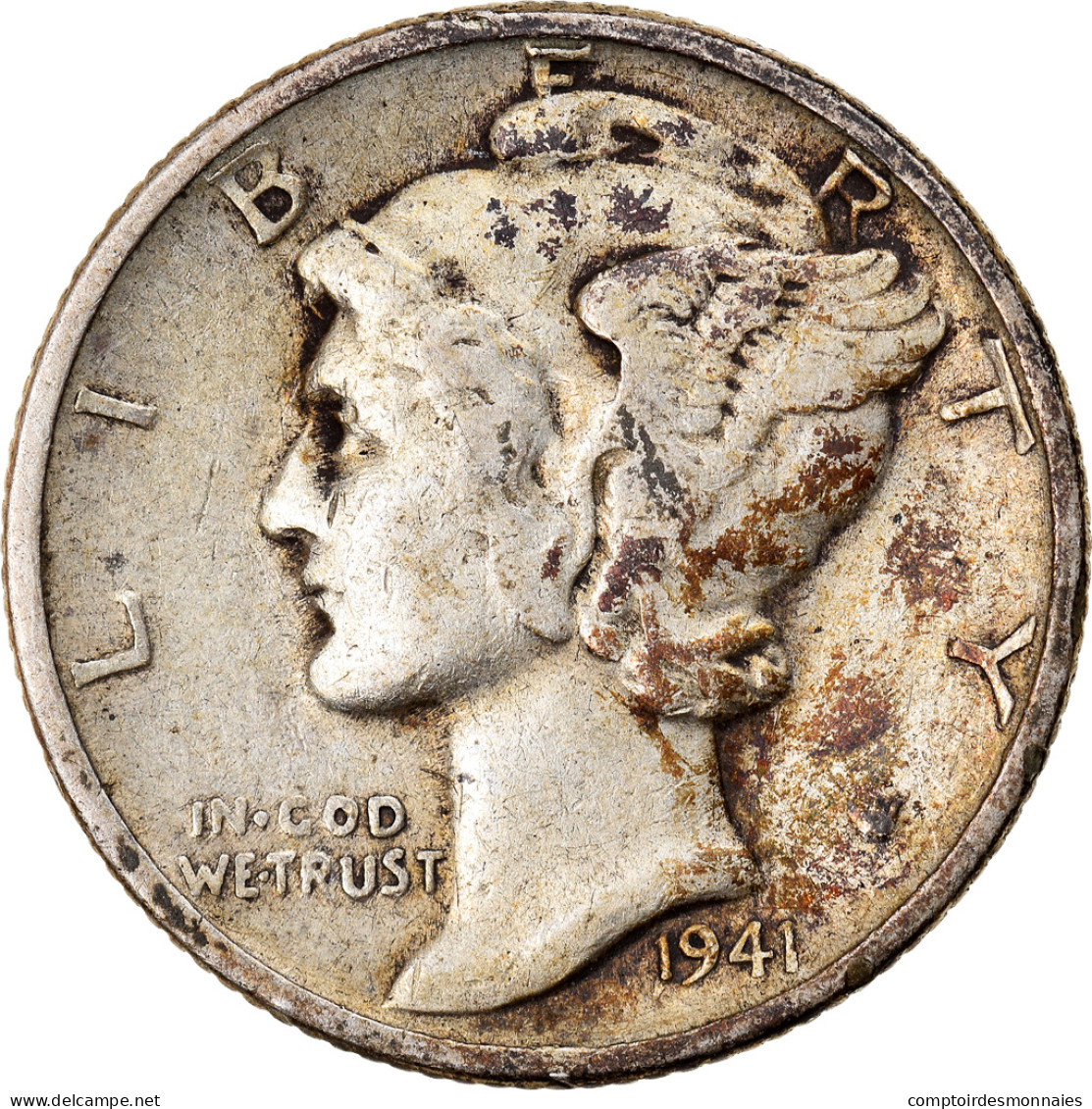 Monnaie, États-Unis, Mercury Dime, Dime, 1941, U.S. Mint, Philadelphie, TB+ - 1916-1945: Mercury