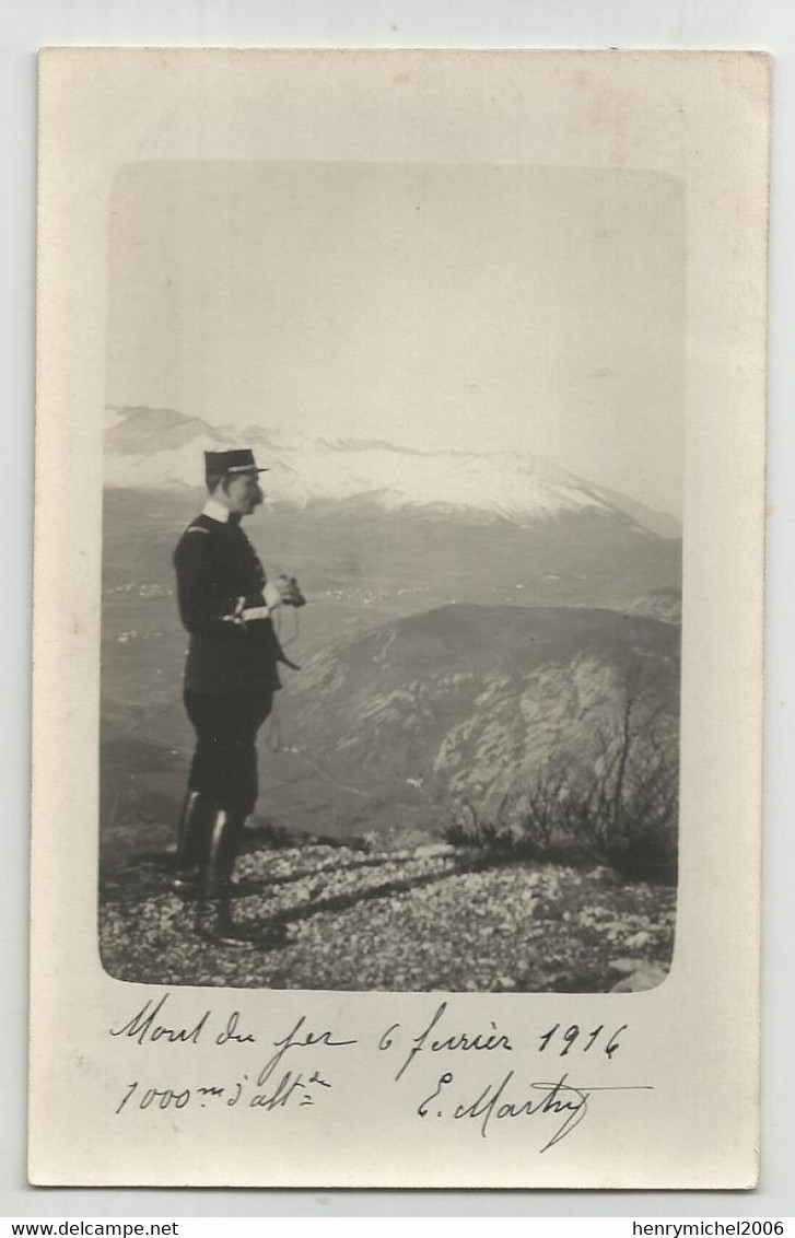 Carte Photo Militaire Avec Jumelle  Au Mont De Fer A 1000 M D'altitude En 1916 , Savoie 73 ? - Te Identificeren