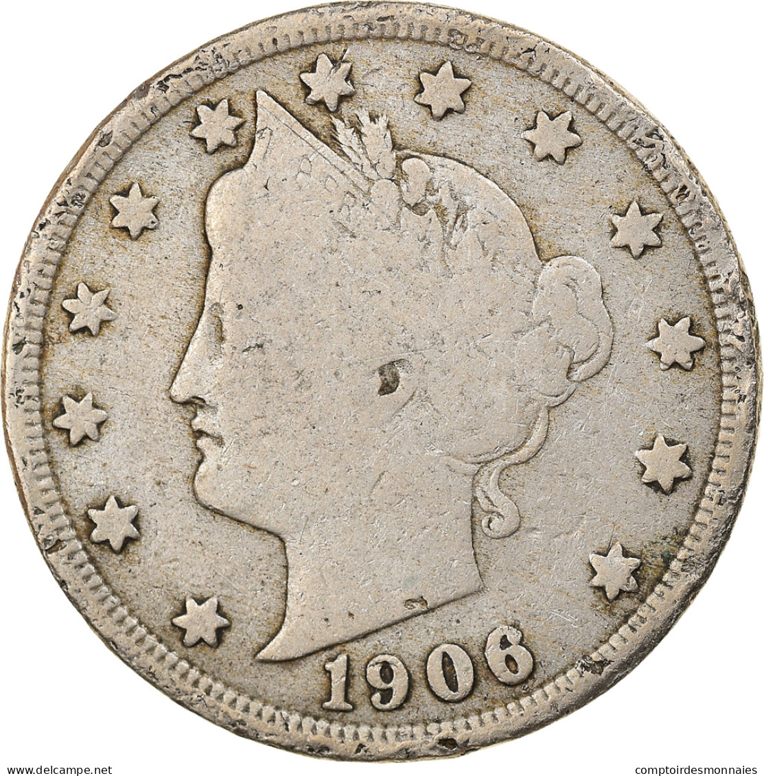 Monnaie, États-Unis, Liberty Nickel, 5 Cents, 1906, U.S. Mint, Philadelphie - 1883-1913: Liberty (Liberté)