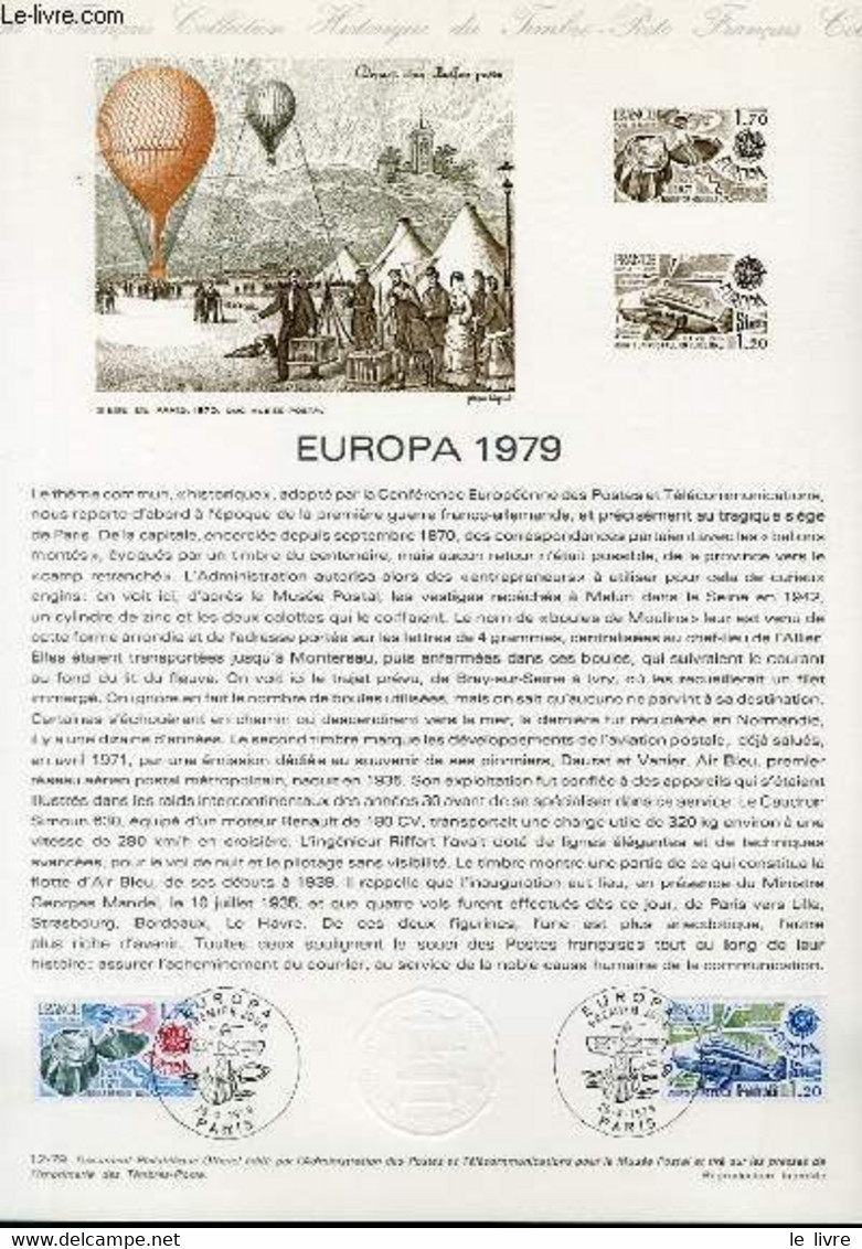 DOCUMENT PHILATELIQUE OFFICIEL N°12-79 - EUROPA 1979 - BALLON-POSTE - BOULES DE MOULINS (N°2046-47 YVERT ET TELLIER) - B - Lettres & Documents