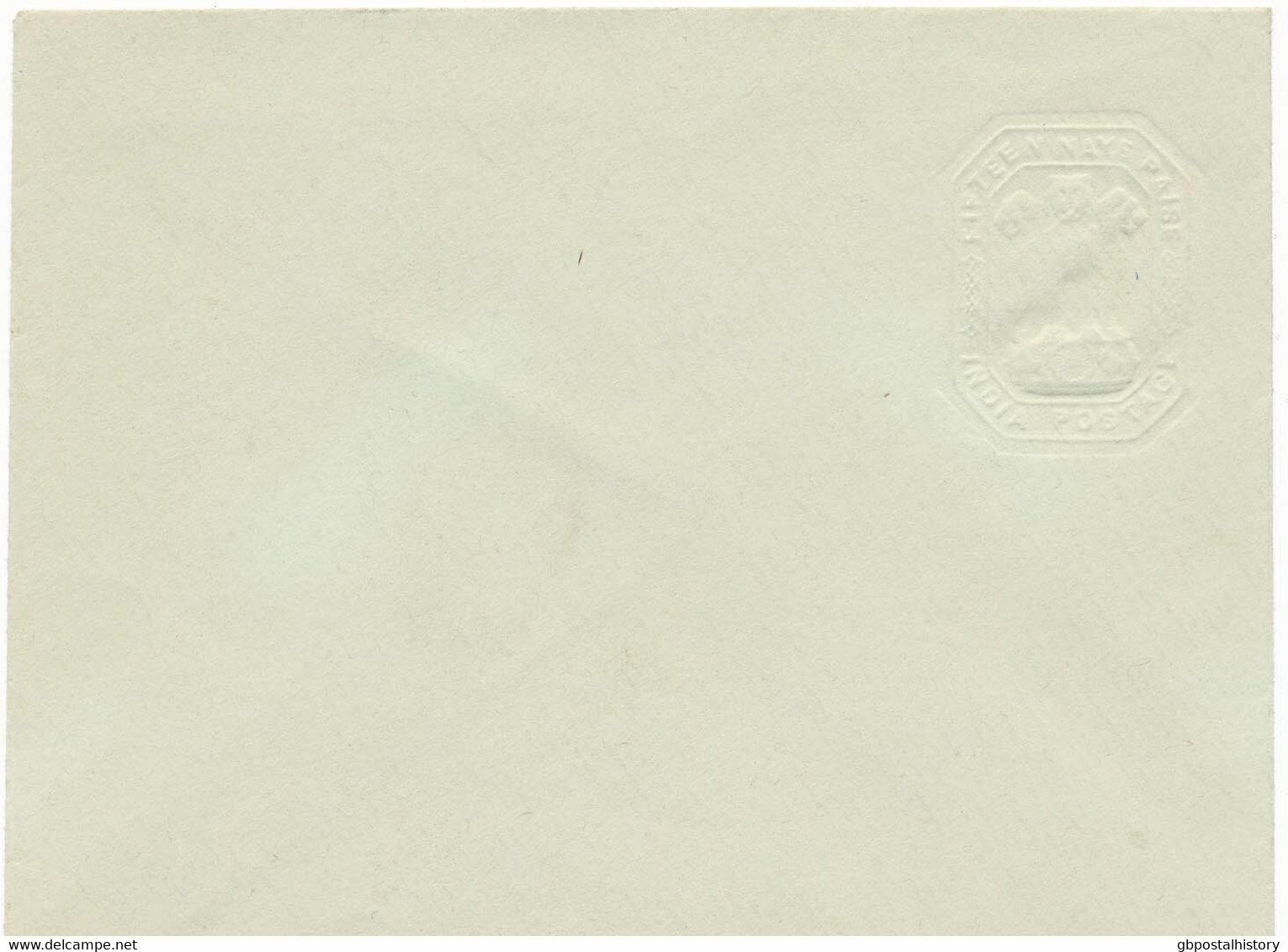 INDIA 1950 Postal Stationery Envelope H&G B24 Mint VARIETY MISSING RED COLOUR - Varietà & Curiosità