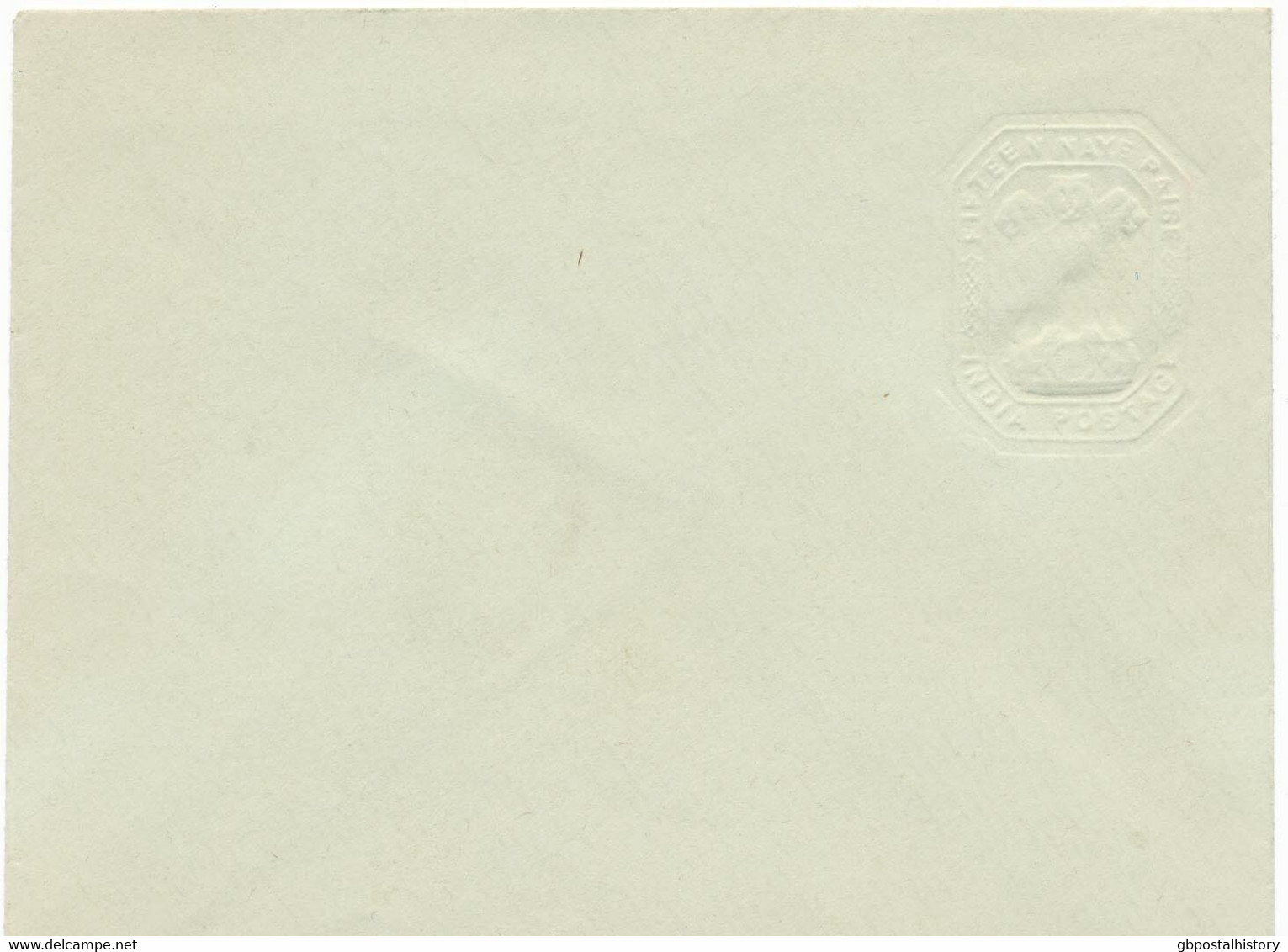 INDIA 1950 Postal Stationery Envelope H&G B24 Mint VARIETY MISSING RED COLOUR - Variétés Et Curiosités