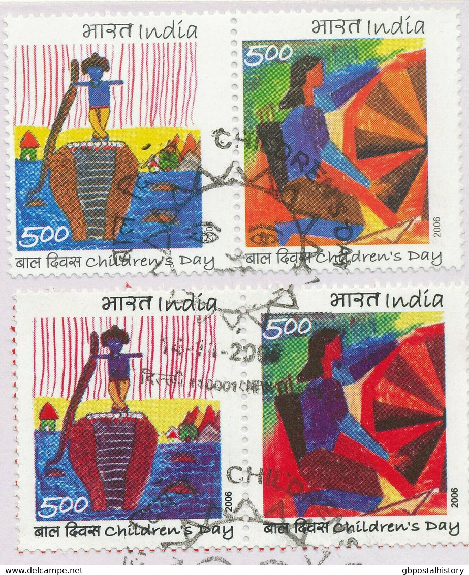 INDIA 2006 Children's Day Children's Drawings 5 R Se-tenant Pair From Sheet + MS - Errors, Freaks & Oddities (EFO)