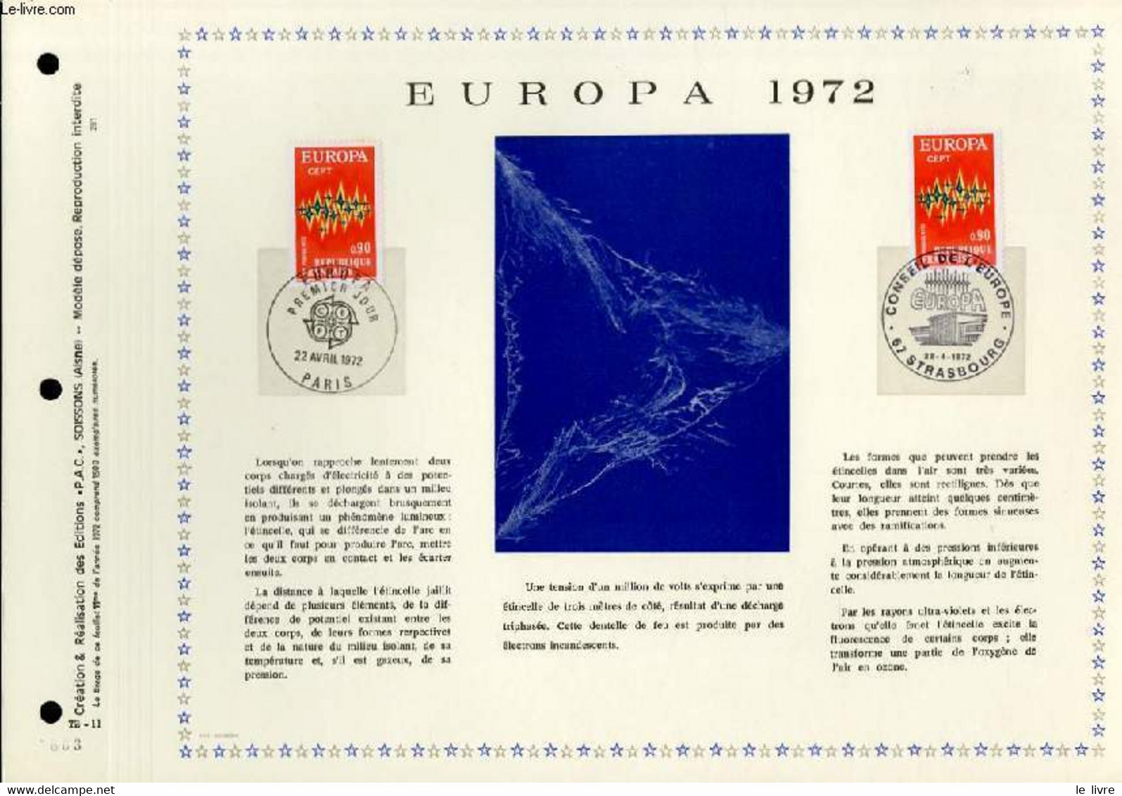 FEUILLET ARTISTIQUE PHILATELIQUE - PAC - 72 - 11 - EUROPA - COLLECTIF - 1972 - Lettres & Documents