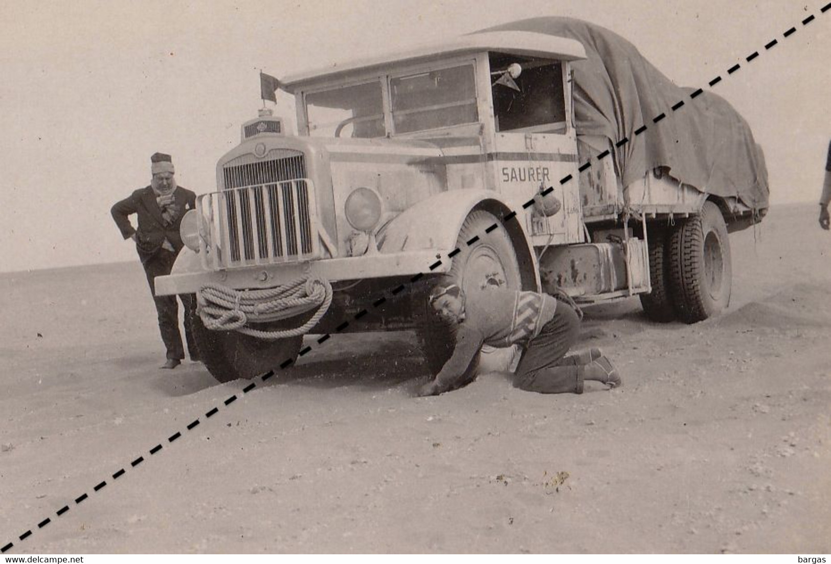 1932 Photo De L'expédition Transsaharienne Sahara Camion Saurer Algérie Alger Au Mali Gao Vers Reggan - Automobili