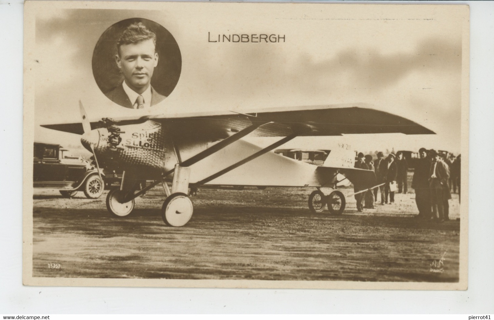 AVIATION - Portait De CHARLES LINDBERGH Avec Son Avion SPIRIT OF ST LOUIS - Aviatori