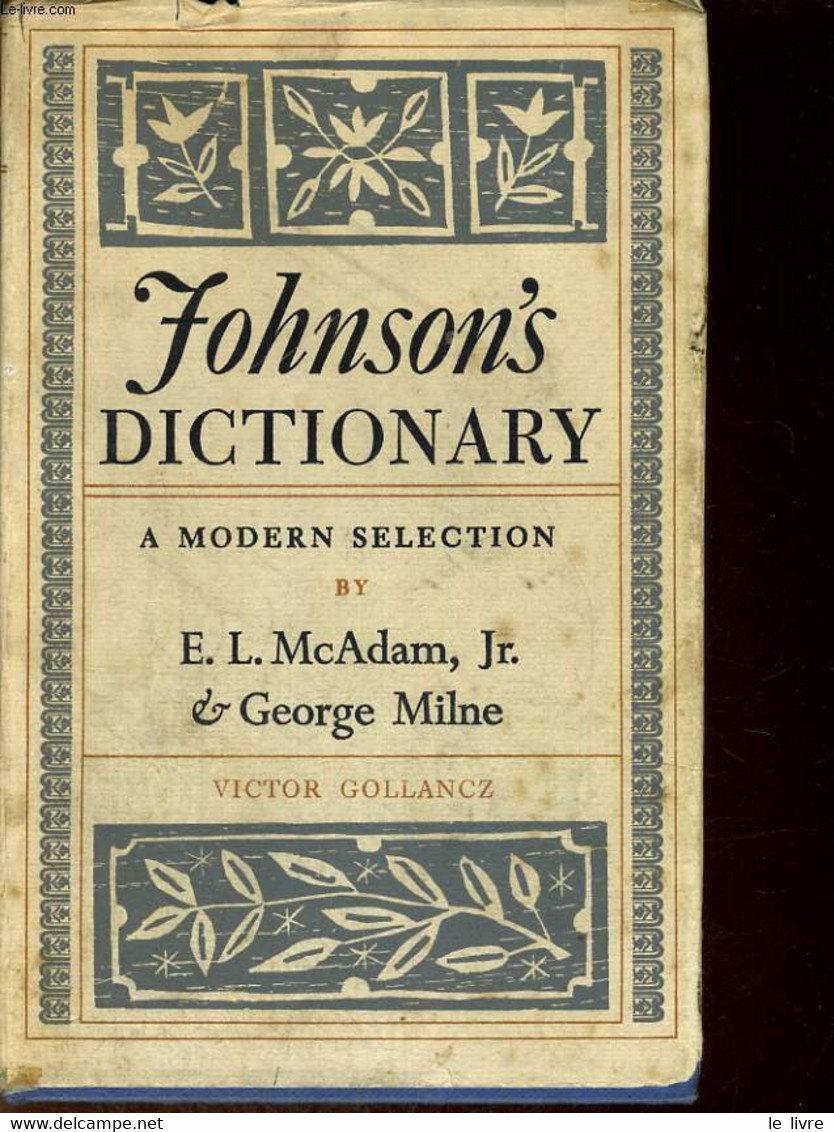 JOHNSON'S DICTIONARY - E. L. MCADAM, JR. & GEORGE MILNE - 1963 - Dictionnaires, Thésaurus