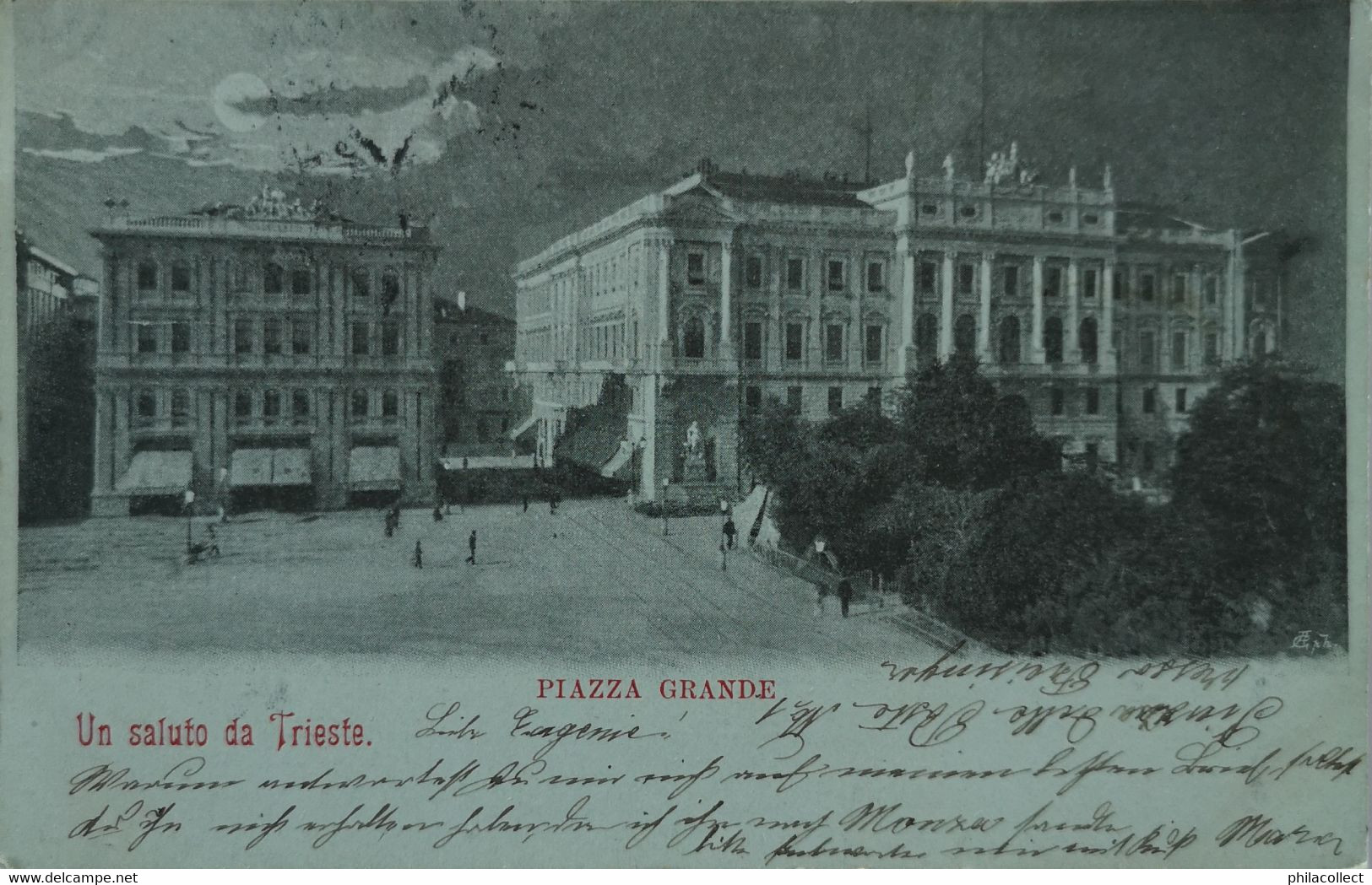 Trieste // Un Saluto Da  - Piazza Grande 190? With Austria Stamp - Trieste (Triest)