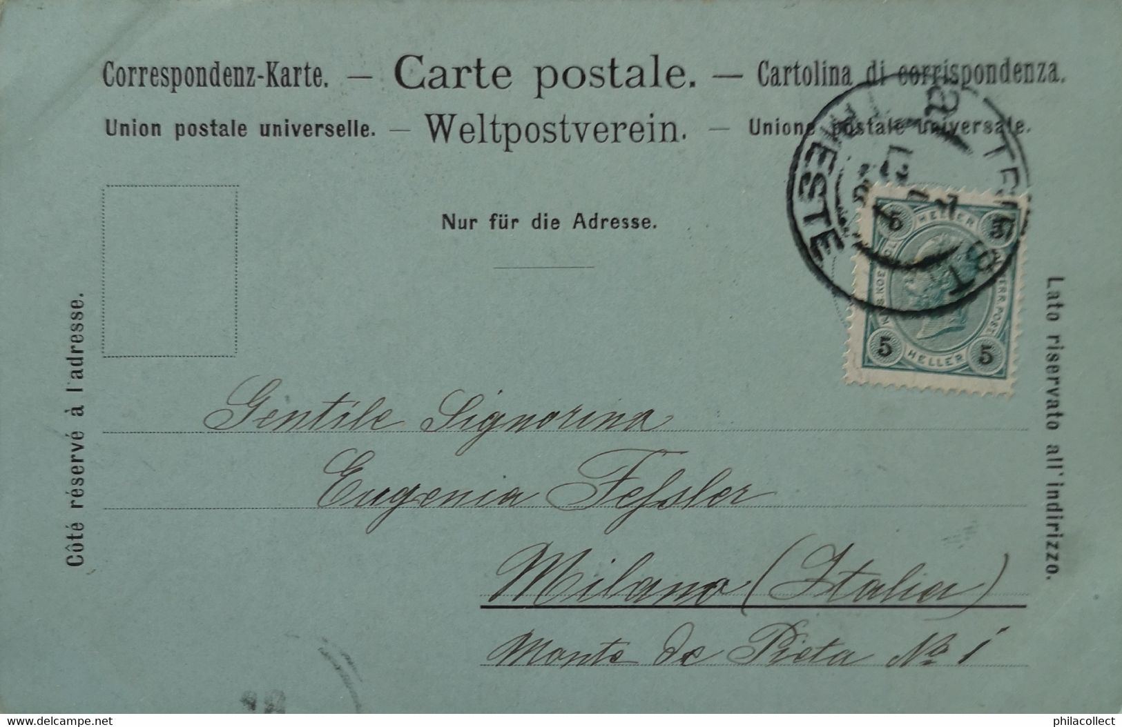 Trieste // Un Saluto Da  - Piazza Grande 190? With Austria Stamp - Trieste (Triest)