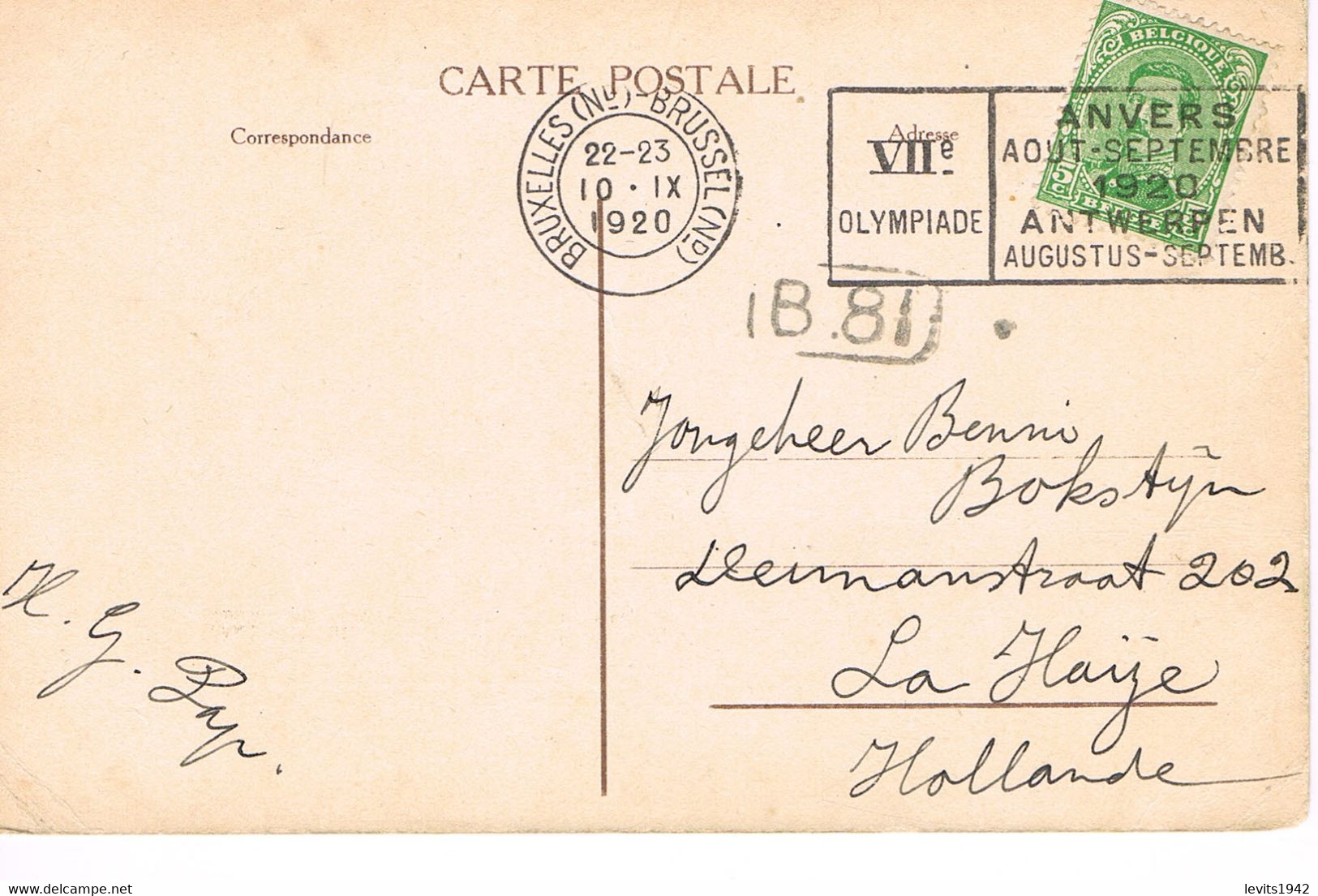 JEUX OLYMPIQUES 1920 - MARQUE POSTALE - BRUXELLES - 10 - IX - JOUR DE COMPETITION - EQUITATION - Summer 1920: Antwerp