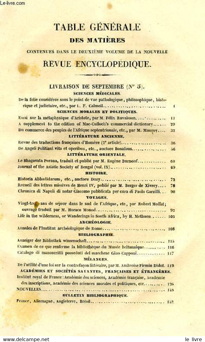 NOUVELLE REVUE ENCYCLOPEDIQUE, PUBLIEE PAR MM. FIRMIN DIDOT FRERES, N° 5-8 (TOME II), SEPT.-DEC. 1846 - COLLECTIF - 1846 - Encyclopédies