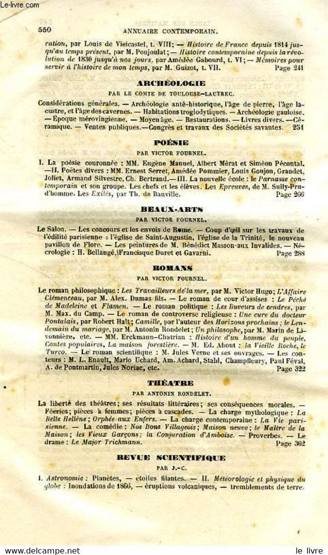 ANNUAIRE CONTEMPORAIN, REVUE DE L'ANNEE, 2e SERIE, 1re ANNEE, 1867 - COLLECTIF - 1867 - Encyclopédies