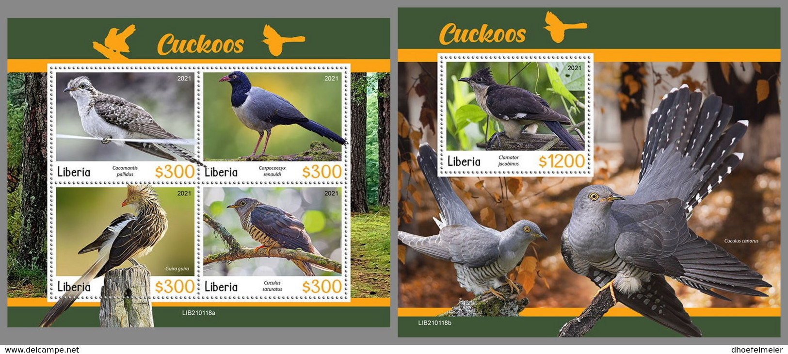 LIBERIA 2021 MNH Cuckoos Kuckuck Coucous M/S+S/S - OFFICIAL ISSUE - DHQ2113 - Cuco, Cuclillos