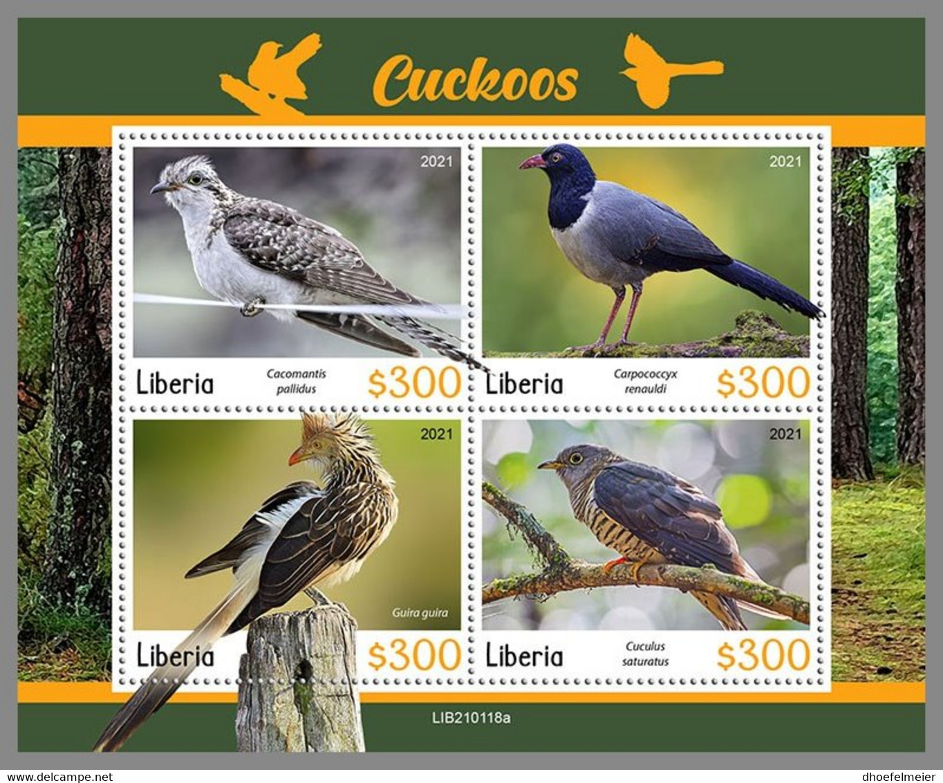 LIBERIA 2021 MNH Cuckoos Kuckuck Coucous M/S - OFFICIAL ISSUE - DHQ2113 - Cuco, Cuclillos