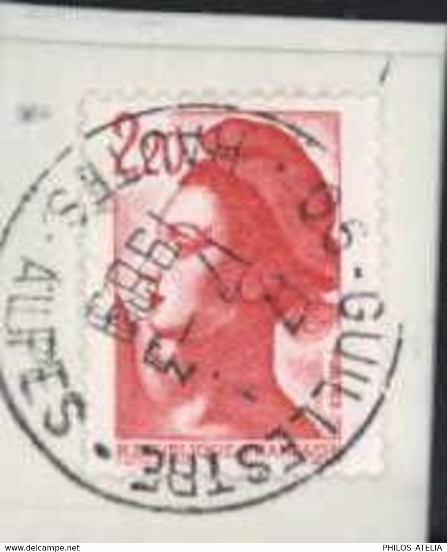 Liberté Delacroix 2,20 Rouge Variété Arcade Sourcilière Trait Sur Convocation Mairie 05 Guillestre Hautes Alpes 17 3 89 - Used Stamps