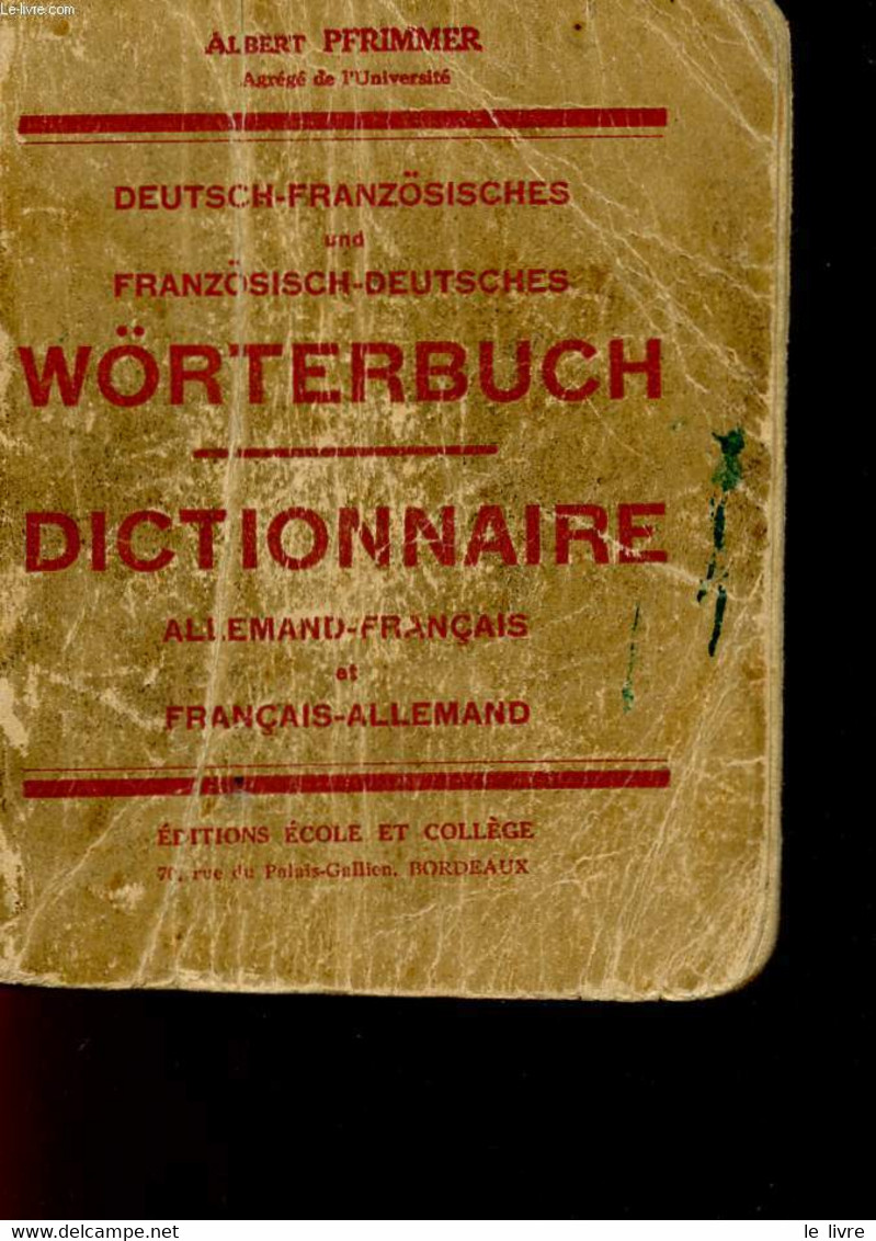 DICTIONNAIRE ALLEMAND-FRANCAIS. - PFRIMMER ALBERT - 0 - Atlanten